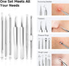 Metene 7 Pcs Blackhead Remover Comedones Extractor Acne Removal Kit with a Leather Bag(Silver)